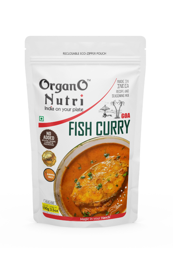 OrganoNutri Goa Fish Curry Masala | 100g | Reclosable Eco-Zipper Pouch